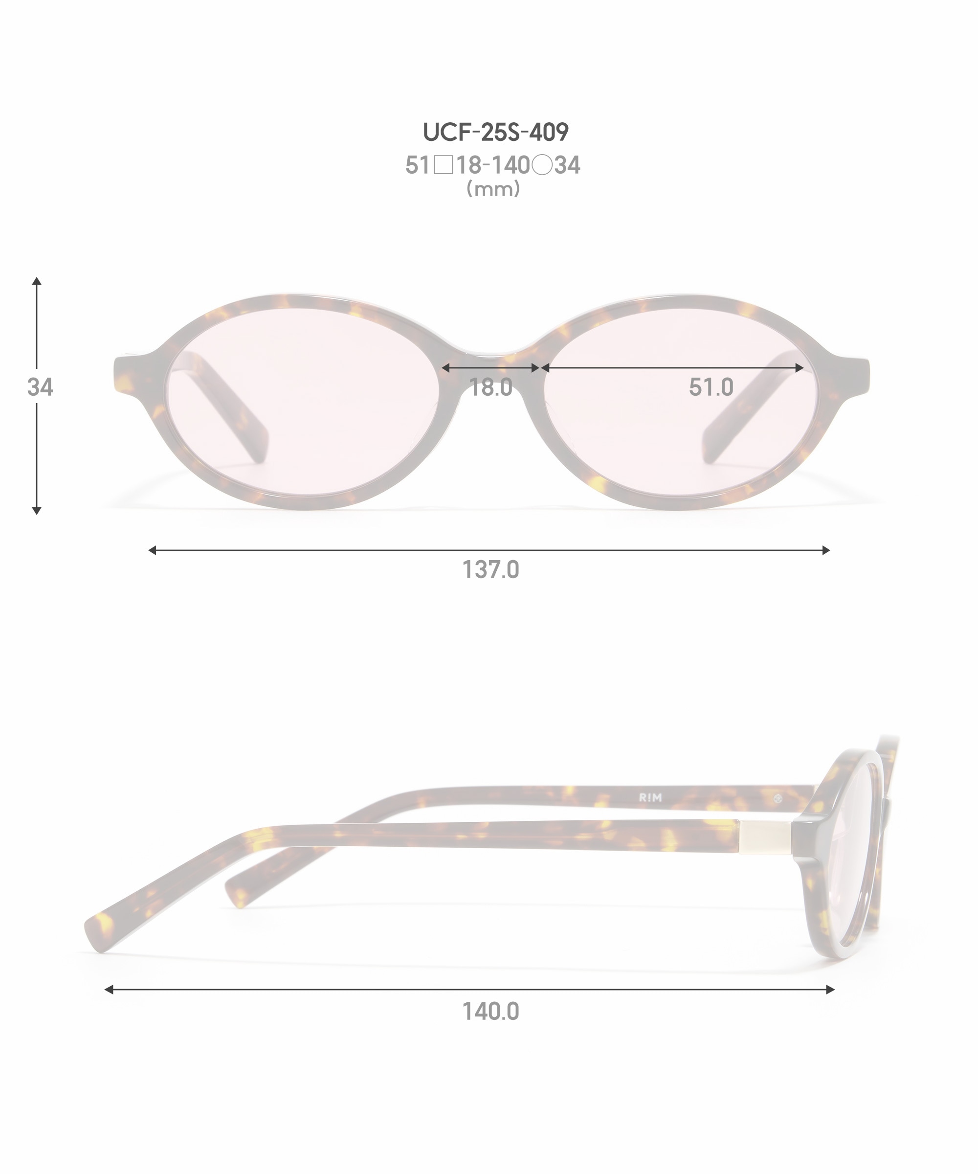 R!M＞ SUNGLASSES オーバル アセテート UNISEX 【UCF-25S-409 86