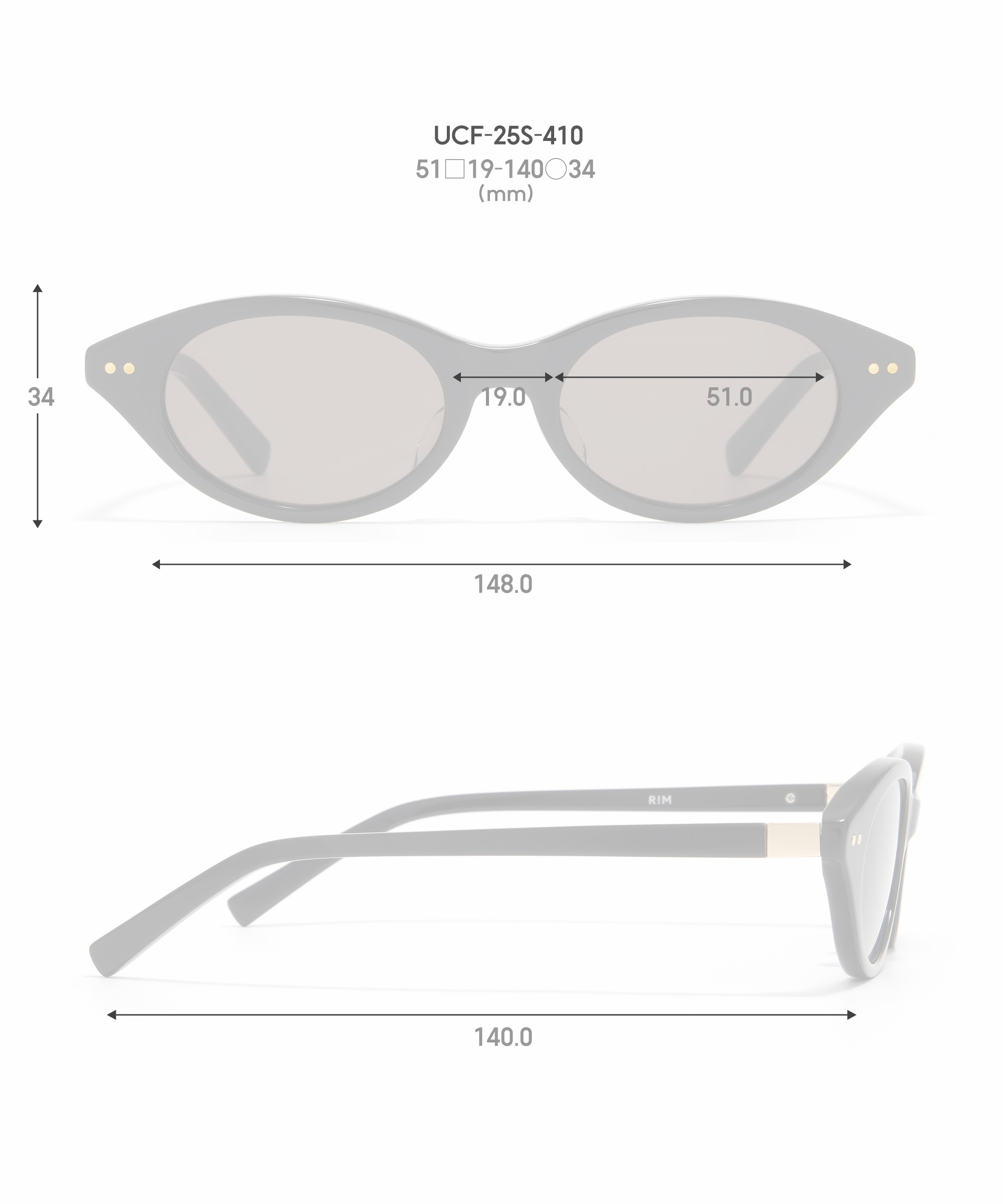 R!M＞ SUNGLASSES オーバル アセテート UNISEX 【UCF-25S-410 86