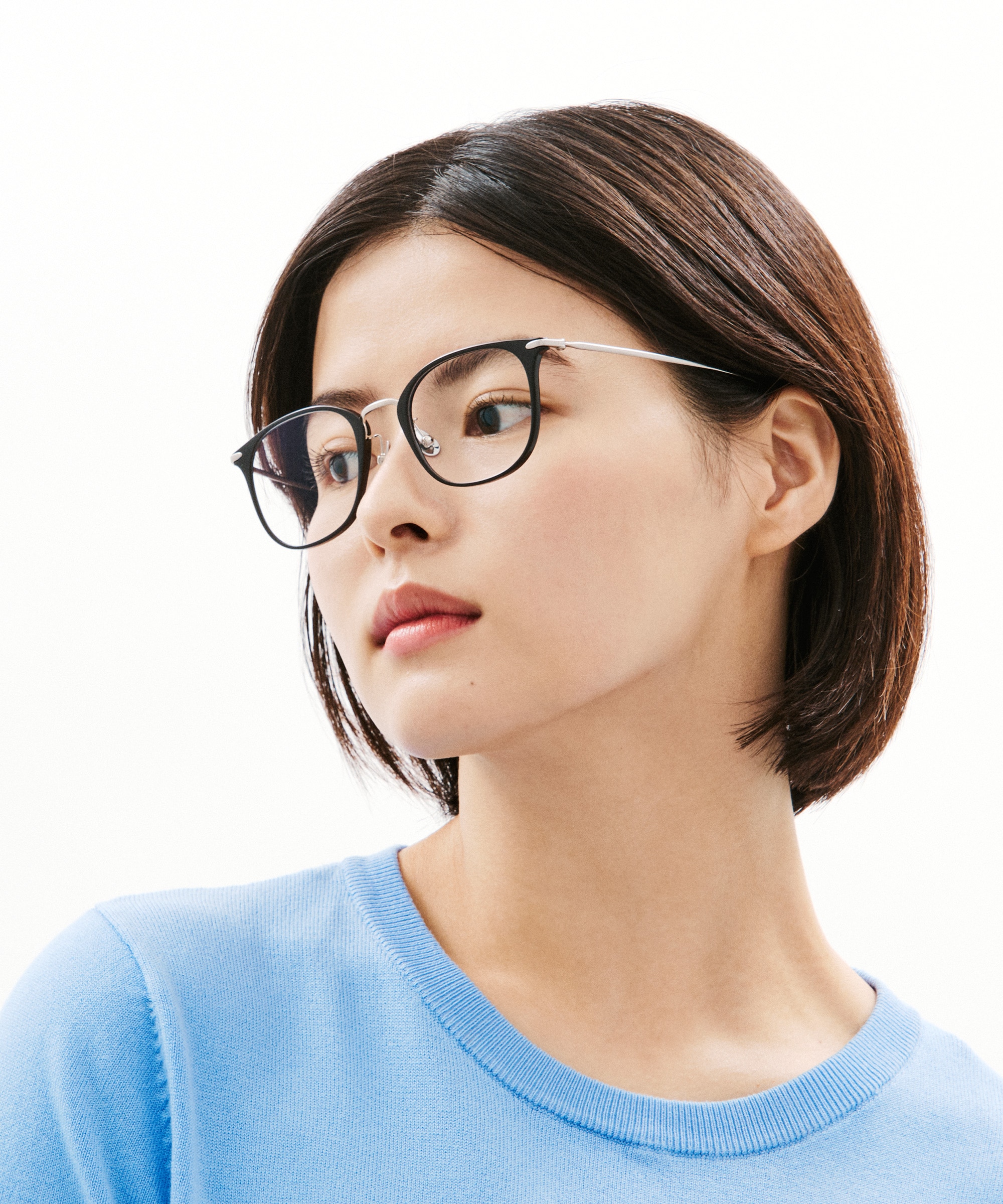 【美品】JINS ブラウン メガネ(度あり)ウェリントン　べっこう Combination Titanium ウェリントン 樹脂 UNISEX 【UUF-26S-285 286