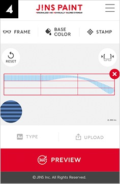左右の外・内側のテンプルをそれぞれ自由にカスタマイズ!プレビューでチェックして購入!