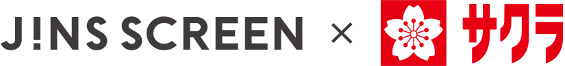 JINS SCREEN × サクラクレパス logo