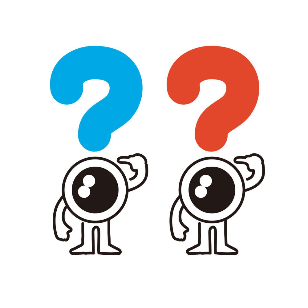 JINSコンタクトのイメージキャラクター。？を示している。
