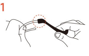 バンドをメガネの耳あて部に取り付ける