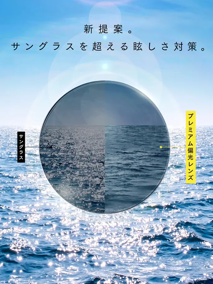 新提案。サングラスを超える眩しさ対策。プレミアム偏光レンズ